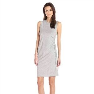 Theory Gray Ruched Sheath Midi Dress